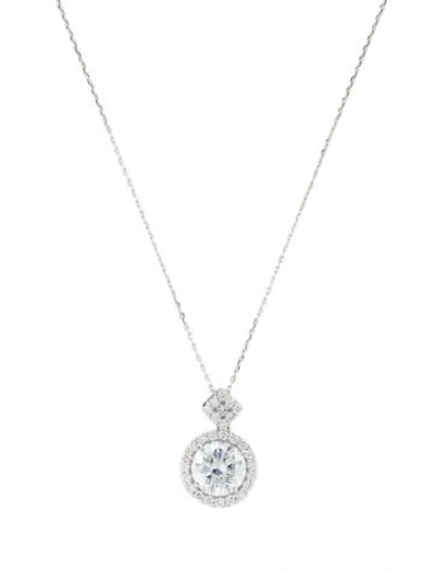 Pre-owned Necklace 14k 2.05ctw Lab-grown Diamond Halo Pendant , 18" In Multi