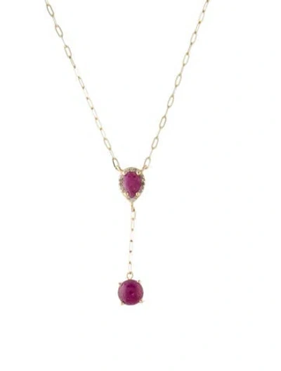 Pre-owned Necklace 14k 2.11ctw Ruby & Diamond Lavalier , 18" In Multi