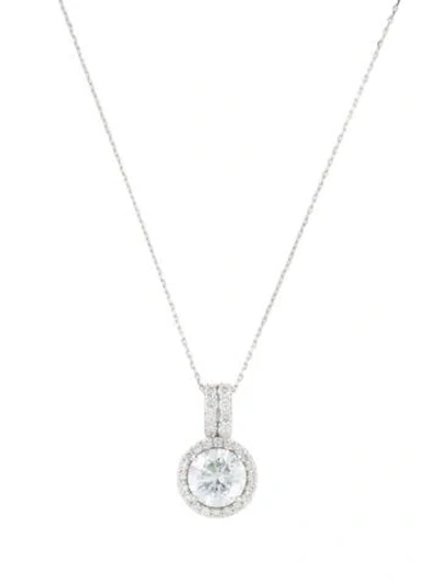 Pre-owned Necklace 14k 2.13ctw Lab-grown Diamond Halo Pendant , 18" In Multi