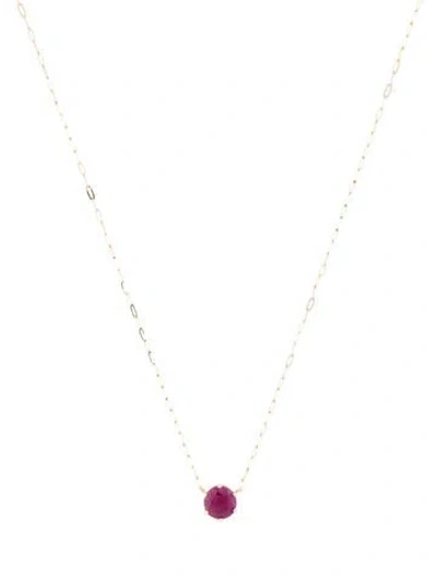 Pre-owned Necklace 14k 2.17ct Ruby Pendant , 18" In Multi
