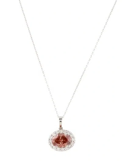 Pre-owned Necklace 14k 2.17ctw Lab-grown Diamond Halo Pendant , 18" In Multi