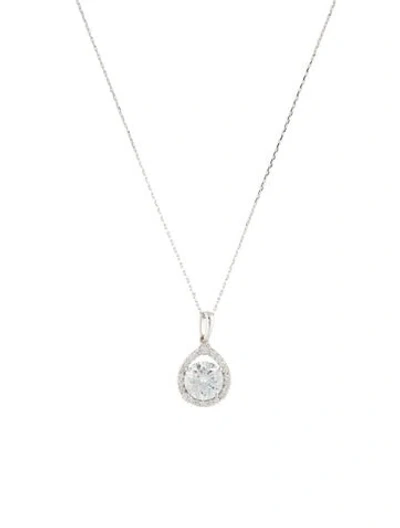 Pre-owned Necklace 14k 2.18ctw Lab-grown Diamond Halo Set Pendant, 18" In Multi