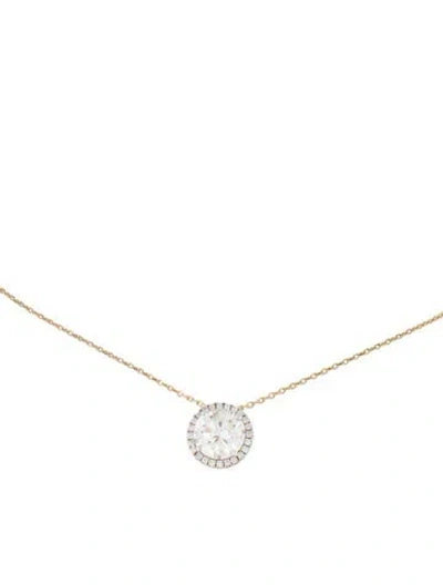 Pre-owned Necklace 14k 2.21ctw Diamond Halo Pendant , 16" In Multi