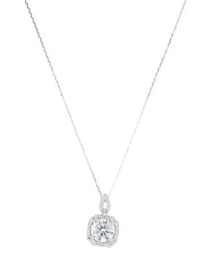 Pre-owned Necklace 14k 2.21ctw Lab-grown Diamond Halo Pendant , 18" In Multi