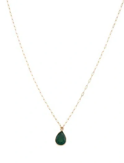 Pre-owned Necklace 14k 2.23ct Emerald Pendant , 18" In Multi