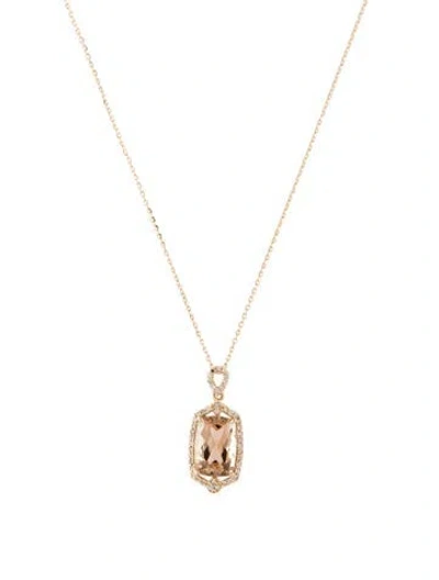 Pre-owned Necklace 14k 2.26ct Feldspar & Diamond Pendant , 17.75" In Multi