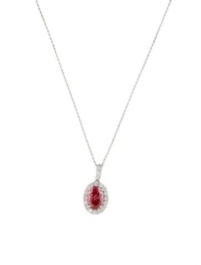 Pre-owned Necklace 14k 2.28ctw Lab-grown Diamond Halo Pendant , 18" In Multi