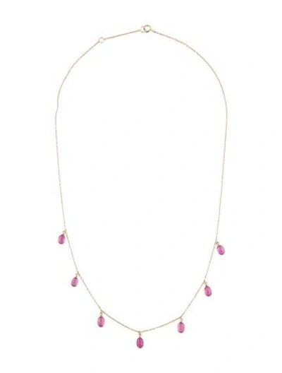 Pre-owned Necklace 14k 2.42ctw Pink Sapphire Dangle Station , 18" In Multi