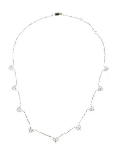Pre-owned Necklace 14k 2.43ctw Lab-grown Diamond Heart Station , 16" In Multi