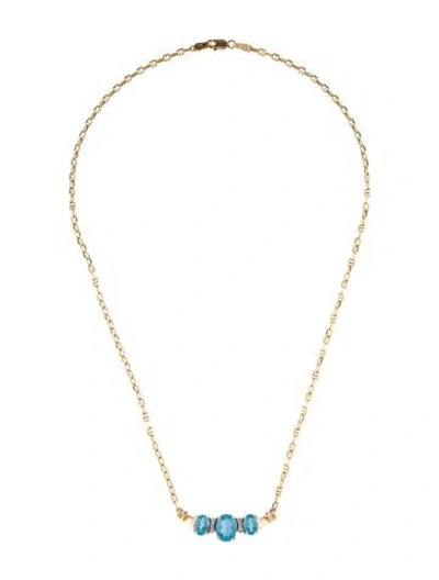 Pre-owned Necklace 14k 2.48tw Topaz & Diamond Pendant , 17.25" In Multi
