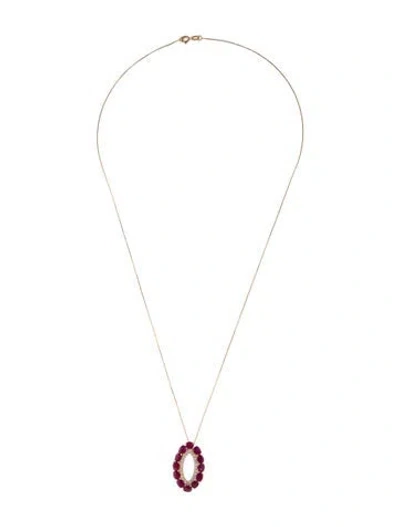 Pre-owned Necklace 14k 2.81ctw Ruby & Diamond Pendant , 19" In Multi
