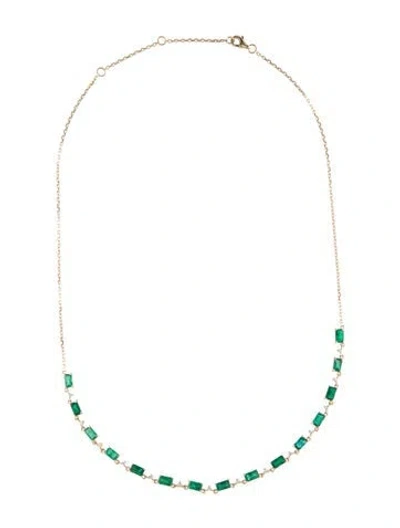 Pre-owned Necklace 14k 3.00ctw Emerald & Diamond Collar , 18" In Multi