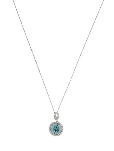 Pre-owned Necklace 14k 3.04ctw Lab-grown Diamond Halo Pendant , 18" In Multi