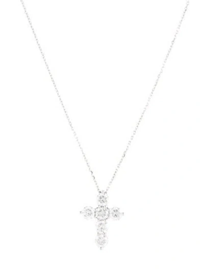 Pre-owned Necklace 14k 3.10ctw Lab-grown Diamond Cross Pendant , 18" In Multi