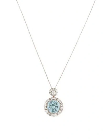 Pre-owned Necklace 14k 3.10ctw Lab-grown Diamond Halo Pendant , 18" In Multi