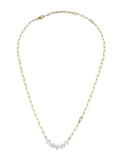 Pre-owned Necklace 14k 3.12ctw Diamond Heart Paperclip , 17" In Multi