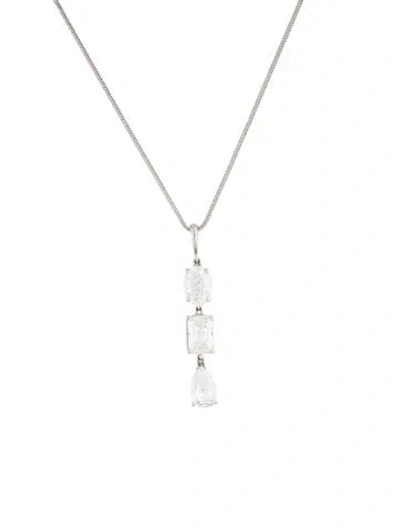 Pre-owned Necklace 14k 3.17ctw Lab-grown Diamond Drop Pendant , 16" In Multi