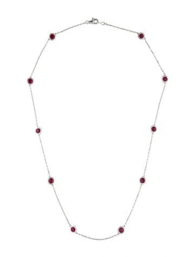 Pre-owned Necklace 14k 3.17ctw Ruby Station , 18" In Multi