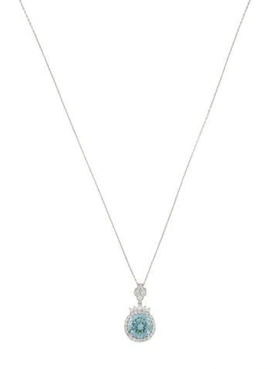 Pre-owned Necklace 14k 3.21ctw Lab-grown Diamond Halo Pendant , 18" In Multi