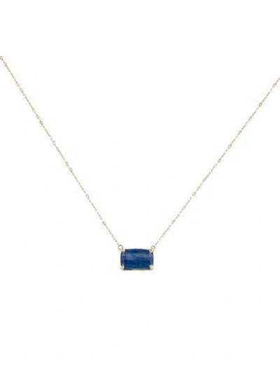 Pre-owned Necklace 14k 3.28ct Kyanite East-west Pendant , 18.25" In Multi
