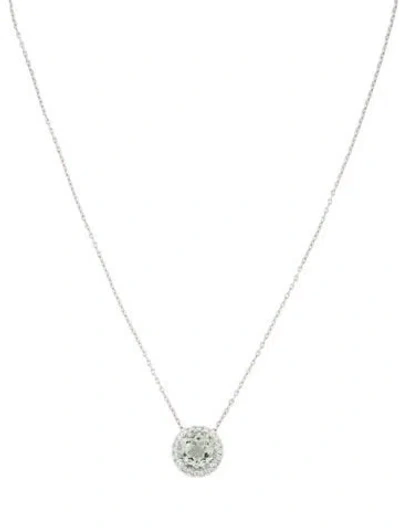 Pre-owned Necklace 14k 3.40ct Prasiolite & Diamond Pendant , 17" In Multi