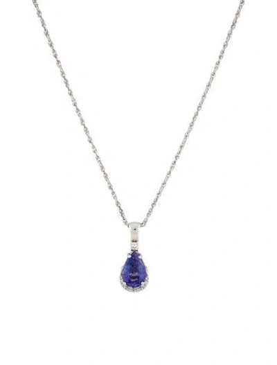 Pre-owned Necklace 14k 3.41ct Tanzanite & Diamond Pendant , 18" In Multi