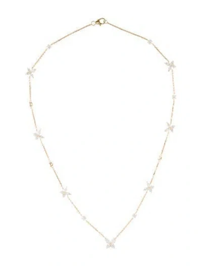 Pre-owned Necklace 14k 3.42ctw Lab-grown Diamond Butterfly Station , 16" In Multi