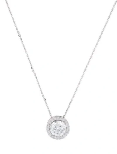 Pre-owned Necklace 14k 3.45ctw Lab-grown Diamond Halo Pendant , 17" In Multi