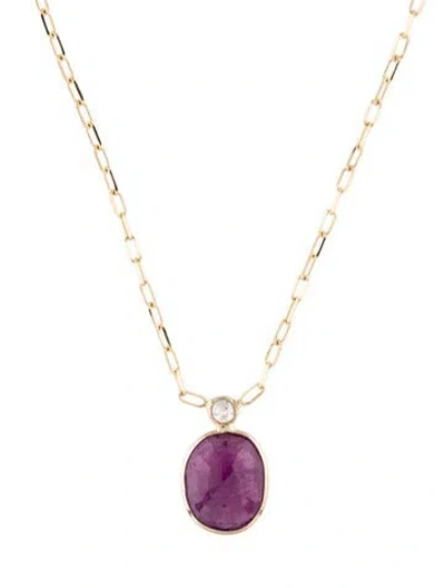Pre-owned Necklace 14k 3.52ct Ruby & Diamond Pendant , 18" In Multi