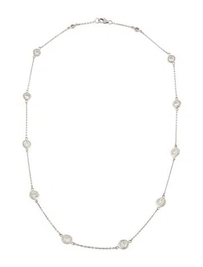 Pre-owned Necklace 14k 3.53ctw Diamond Station Collar , 18.25" In Multi