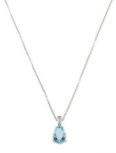Pre-owned Necklace 14k 3.67ctw Aquamarine & Diamond Pendant , 18.25" In Multi