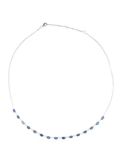 Pre-owned Necklace 14k 3.81ctw Sapphire & Diamond , 18" In Multi
