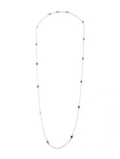Pre-owned Necklace 14k 3.86ctw Sapphire Station , 34" In Multi