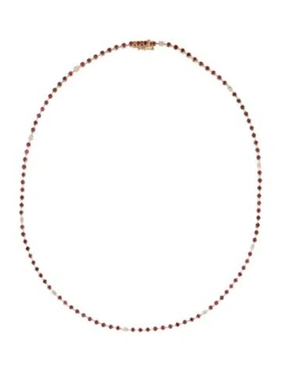 Pre-owned Necklace 14k 3.97ctw Ruby & Diamond Tennis Bracelet, 18" In Multi