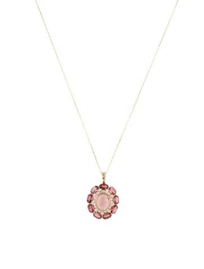 Pre-owned Necklace 14k 4.08ctw Tourmaline & Sapphire Pendant , 17.75" In Multi