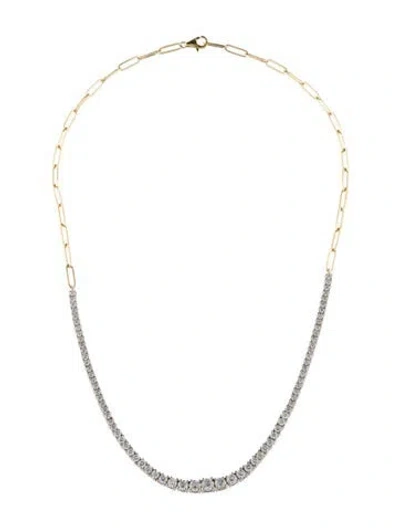 Pre-owned Necklace 14k 4.11ctw Diamond Graduated Tennis , 17.5" In Multi