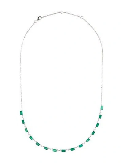 Pre-owned Necklace 14k 4.18ctw Emerald & Diamond Collar , 18" In Multi