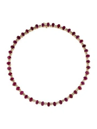 Pre-owned Necklace 14k 42.04ctw Ruby & Diamond , 16.5" In Multi