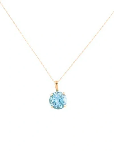 Pre-owned Necklace 14k 4.22ct Topaz Pendant , 18" In Multi