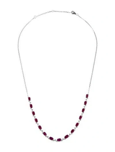 Pre-owned Necklace 14k 4.35ctw Ruby & Diamond , 18" In Multi