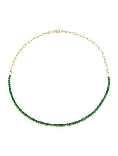 Pre-owned Necklace 14k 4.48ctw Emerald Chain , 16" In Multi