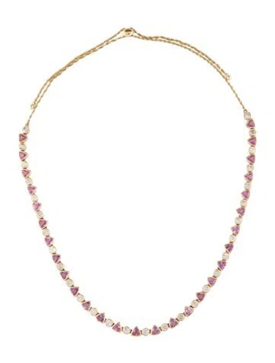 Pre-owned Necklace 14k 4.50ctw Diamond & Pink Sapphire Chain , 25" In Multi