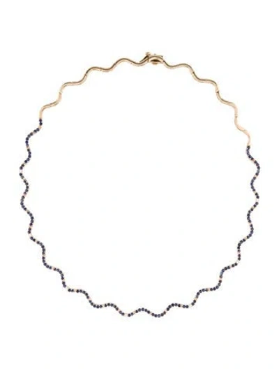 Pre-owned Necklace 14k 4.50ctw Sapphire & Diamond Collar , 16" In Multi