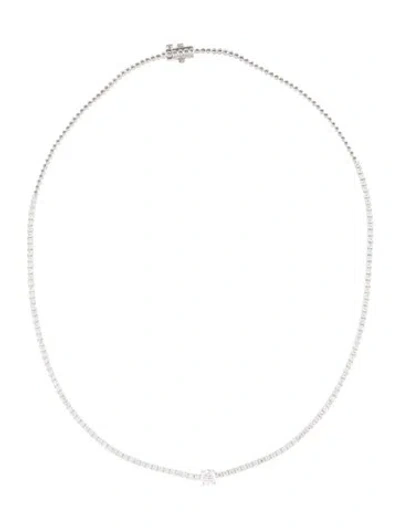Pre-owned Necklace 14k 4.53ct Lab-grown Diamond Station Tennis , 18" In Multi