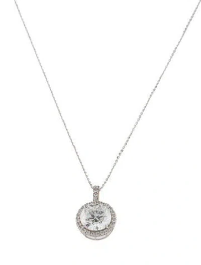 Pre-owned Necklace 14k 4.54ct Lab-grown Diamond Halo Pendant , 18" In Multi
