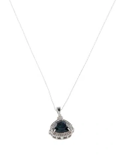 Pre-owned Necklace 14k 4.57ctw Sapphire & Diamond Pendant , 18" In Multi