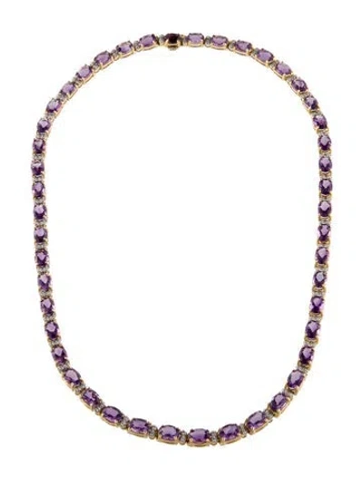 Pre-owned Necklace 14k 46.03ctw Amethyst & Diamond Collar , 18" In Multi