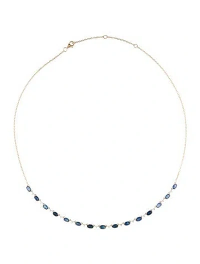 Pre-owned Necklace 14k 4.60ctw Sapphire & Diamond , 18" In Multi