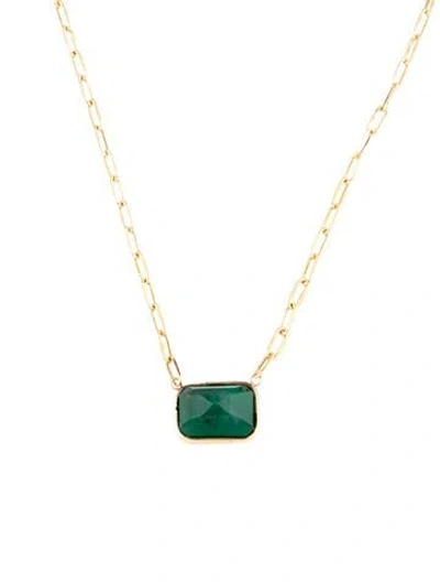 Pre-owned Necklace 14k 4.61ct Emerald Pendant , 18.25" In Multi