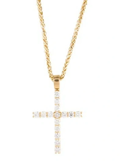 Pre-owned Necklace 14k 4.65ctw Diamond Cross Pendant , 24.5" In Multi